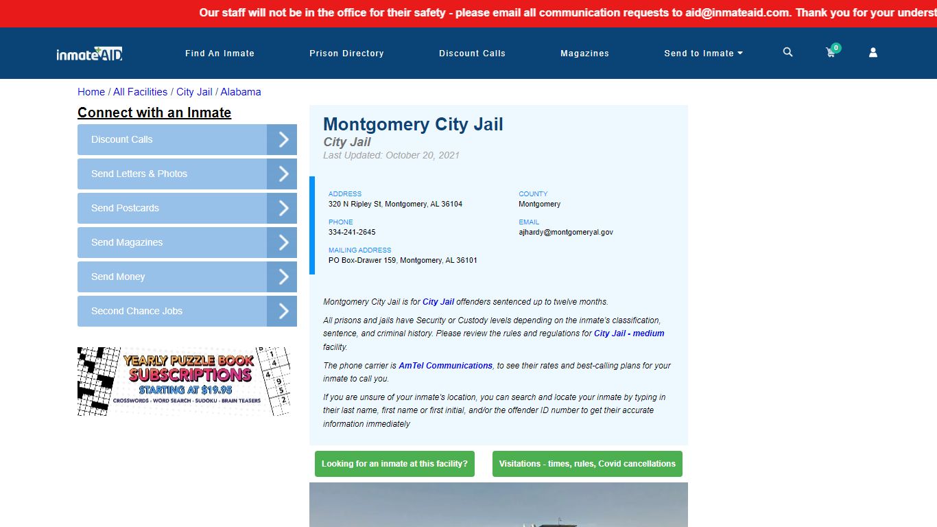 Montgomery City Jail | Inmate Locator