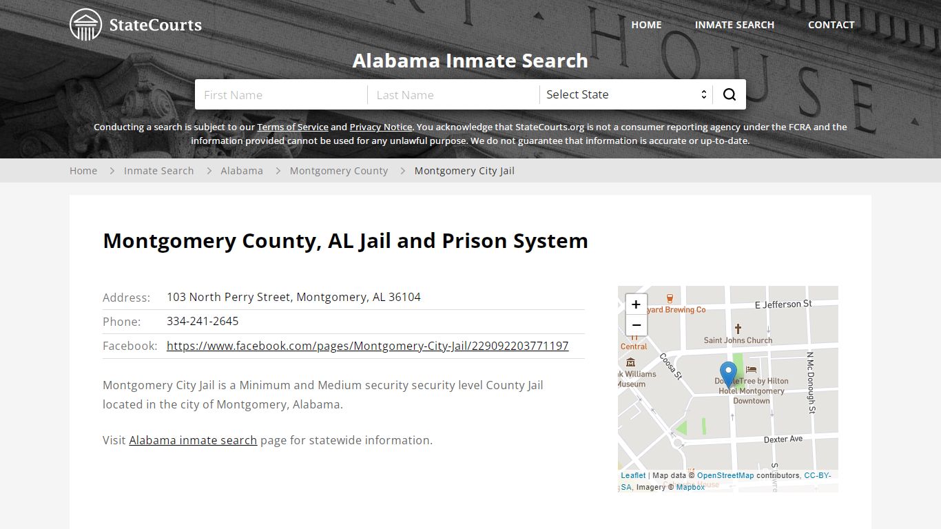 Montgomery City Jail Inmate Records Search, Alabama - StateCourts